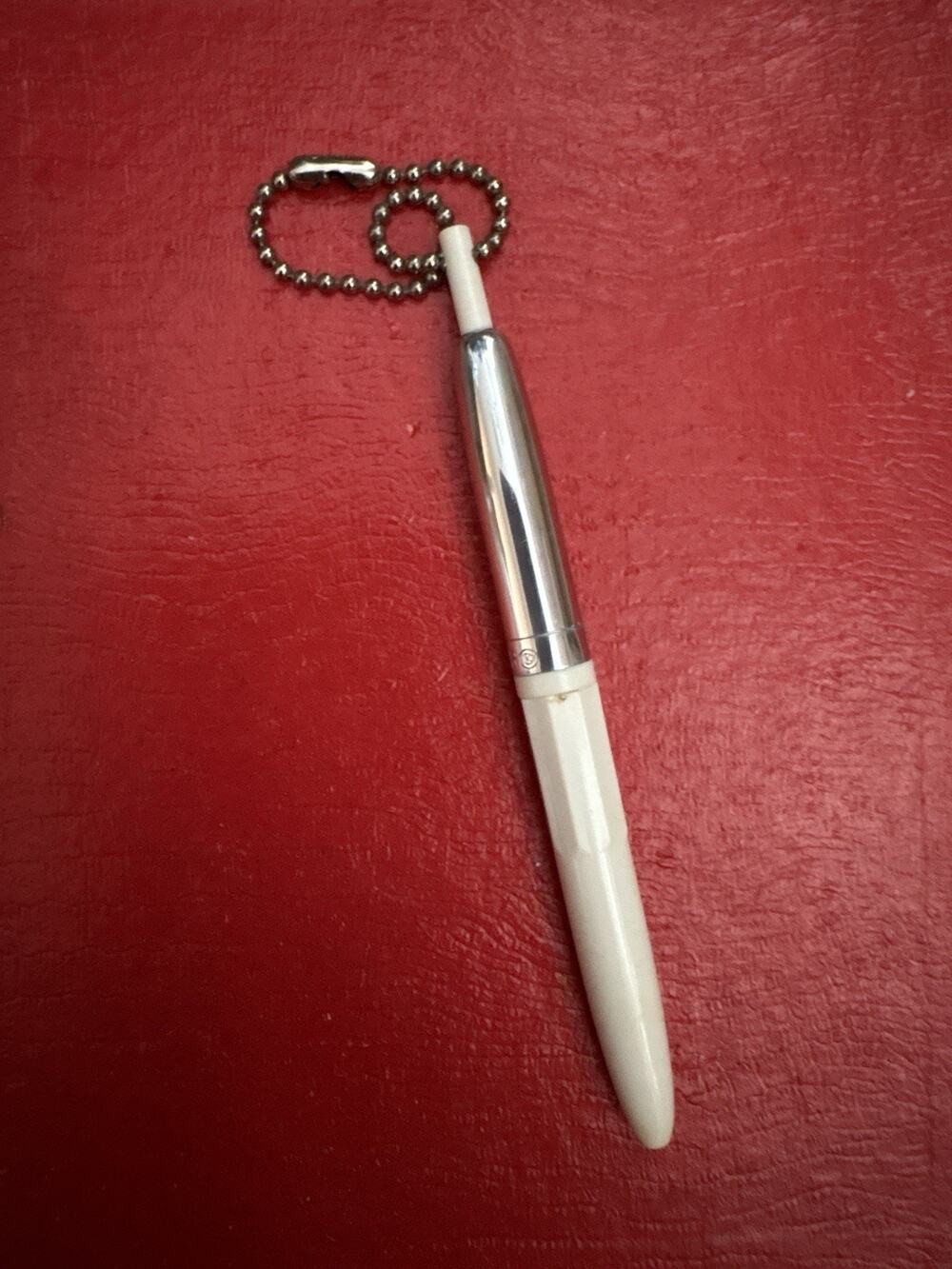 Vintage WEAREN Mini Keychain Ballpoint Pen White Chrome Pocket Pen-needs Refill